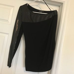 One Shoulder black and Sequins Top